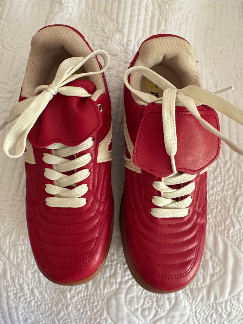 Women’s Red Athletic Sneakers with White Accents